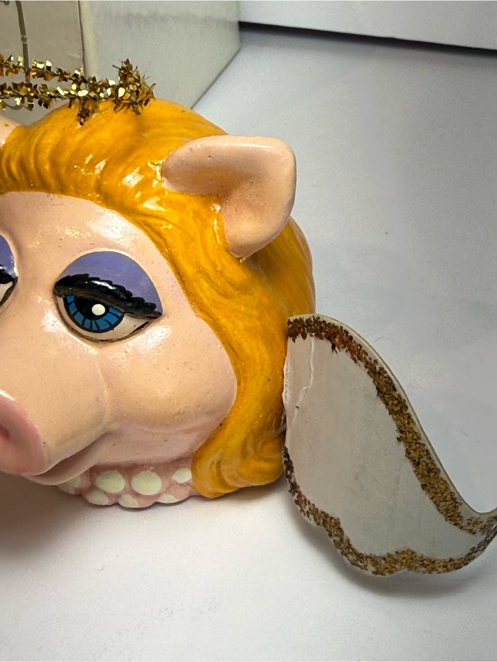 Vintage Muppets Miss Piggy Christmas Angel Ornament Paper Machete Stamped 1979 - Picture 5 of 9